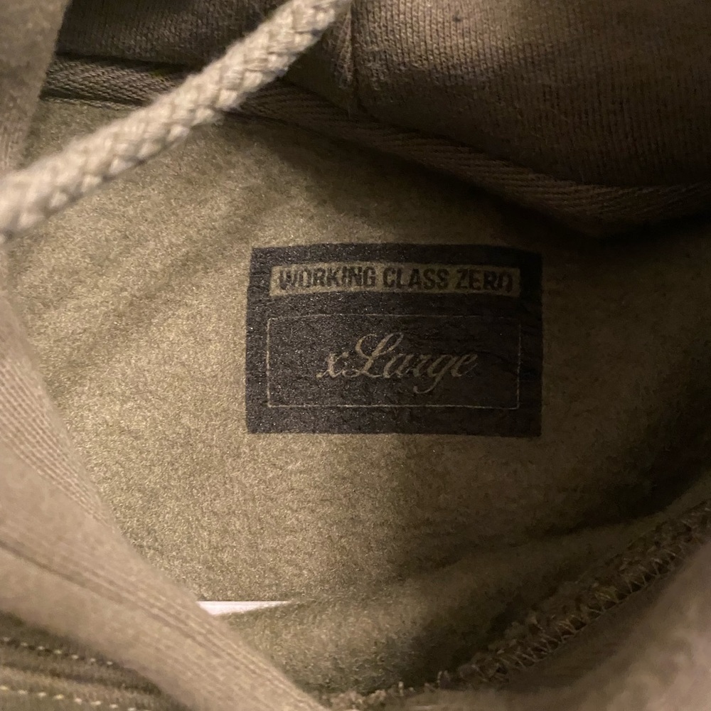Like new, worn once, not washed, Working class zero standard hoodie. Army green